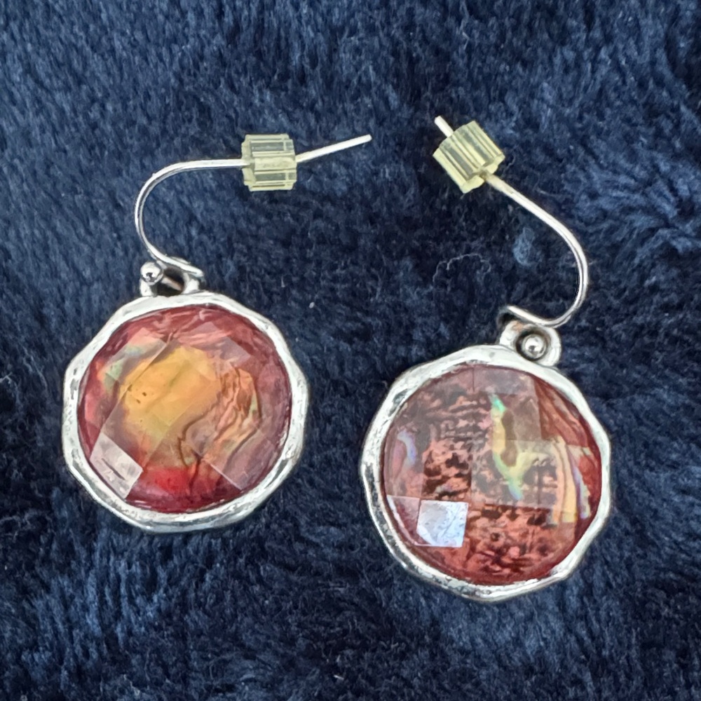 Elegant Silver and Red Earrings